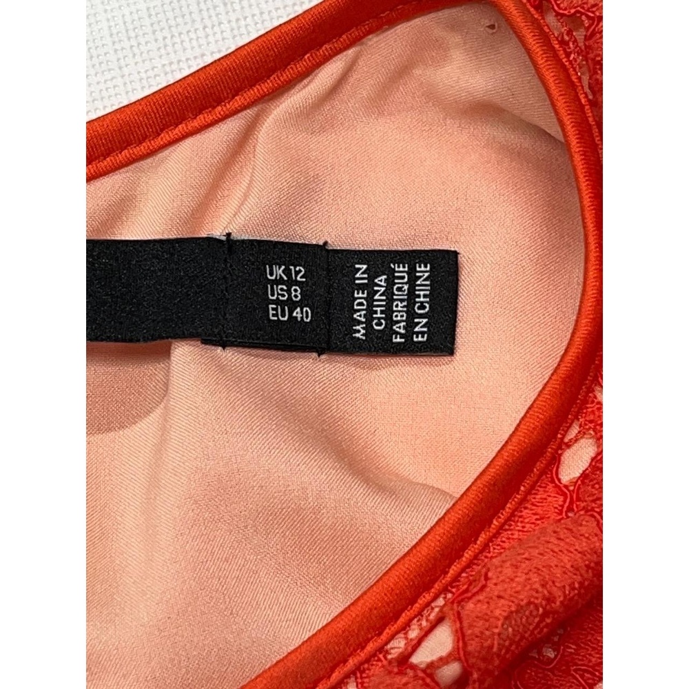 Karen Millen Womans Orange‎ Lace Applique Floral Patchwork Sheath Dress 8 - Picture 7 of 11
